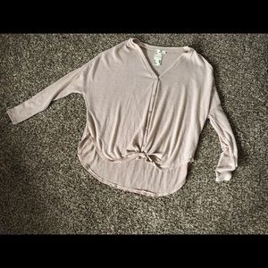 Tie front long sleeve shirt